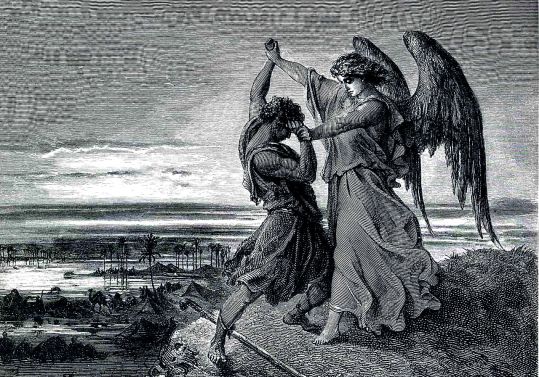 death Jacob wrestle Samael Gustave Dore